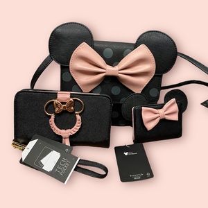 RARE Pink Minnie Mouse Crossbody Purse Matching Set Bundle Disney Biowave